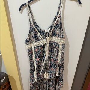 Umgee Navy and Cream Patterned Dress